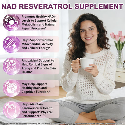 NAD+ Nahrungsergänzungsmittel für Männer und Frauen, Extra starke NMN-Alternative Liposomales Nad⁺ Supplement mit Resveratrol Quercetin für zelluläre Energie und NAD+ Spiegel, Schnelle Absorption Flüssiges NAD Plus | NON-GMO, 2 Fl Oz