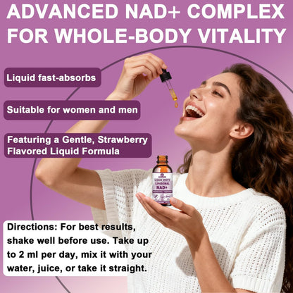 NAD+ Nahrungsergänzungsmittel für Männer und Frauen, Extra starke NMN-Alternative Liposomales Nad⁺ Supplement mit Resveratrol Quercetin für zelluläre Energie und NAD+ Spiegel, Schnelle Absorption Flüssiges NAD Plus | NON-GMO, 2 Fl Oz