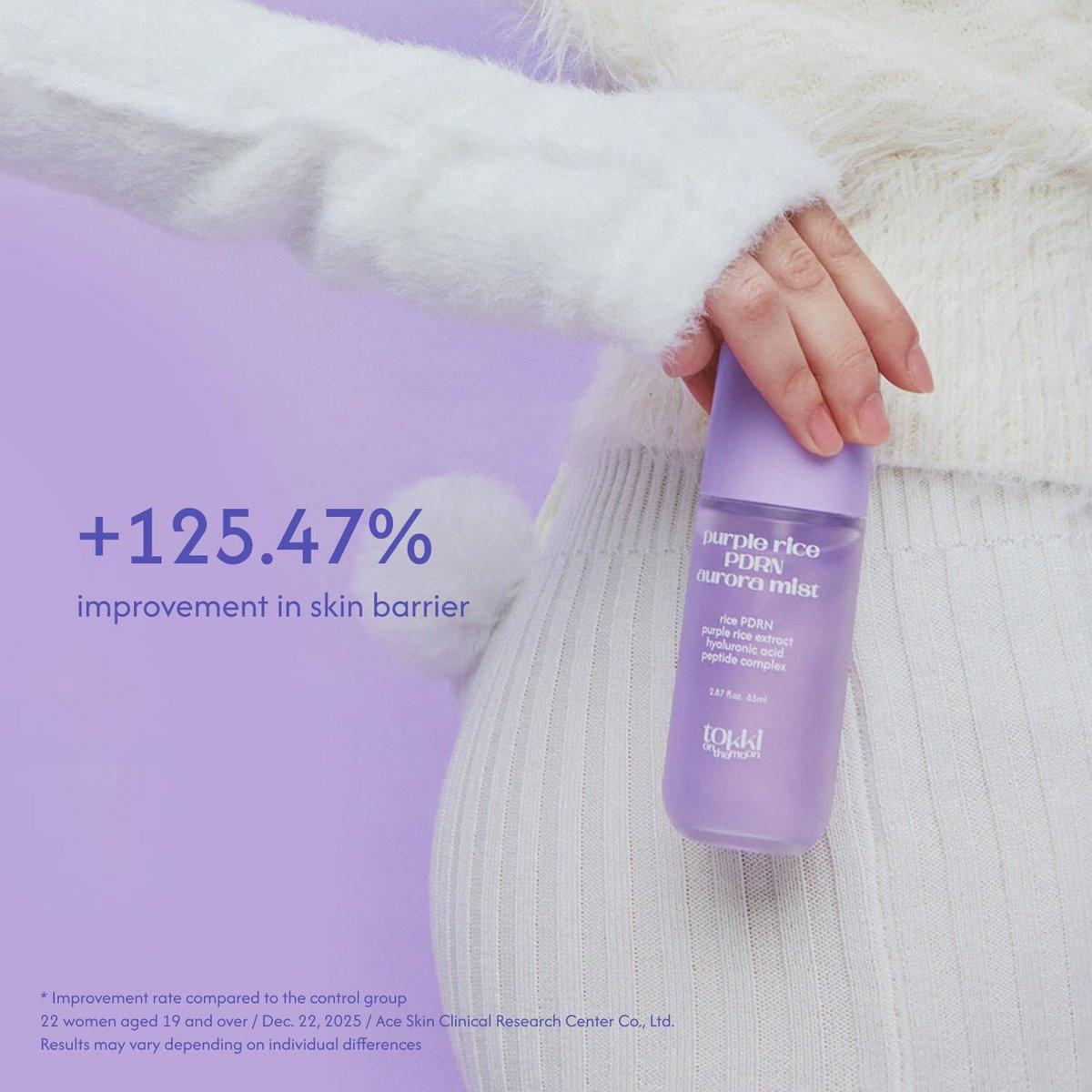 tokki on the moon Purple Rice PDRN Aurora Mist | Feuchtigkeitsspendendes Gesichtswasser & Toner | Hautbarriere-Unterstützung & strahlender Glanz | Vegane koreanische Hautpflege | 85 ml