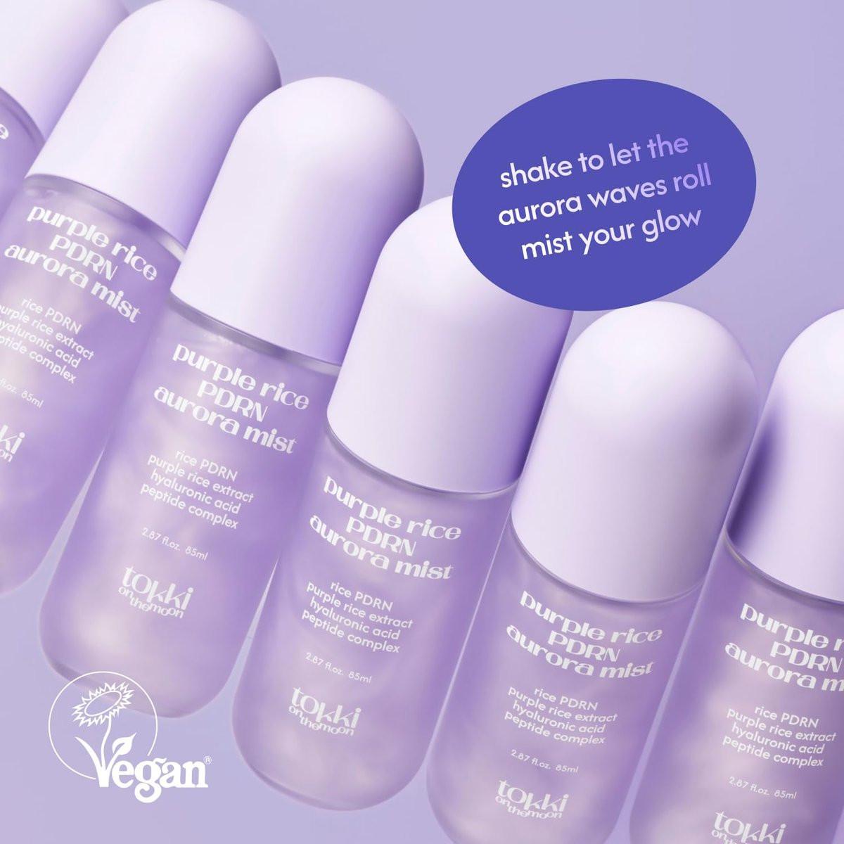 tokki on the moon Purple Rice PDRN Aurora Mist | Feuchtigkeitsspendendes Gesichtswasser & Toner | Hautbarriere-Unterstützung & strahlender Glanz | Vegane koreanische Hautpflege | 85 ml