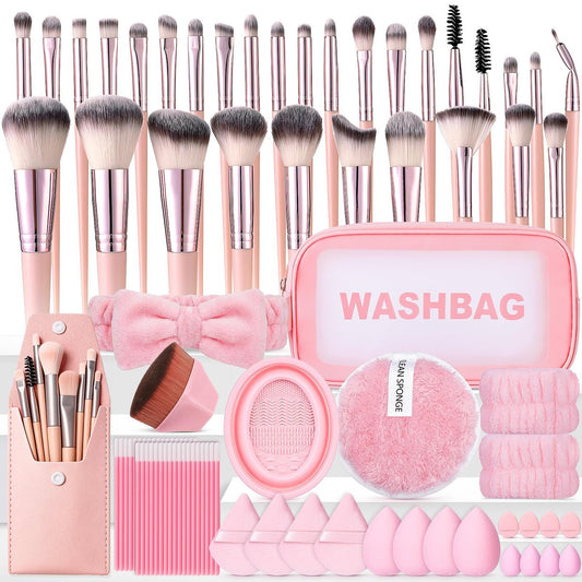 112-teiliges pinkes Make-up-Pinselset – Professionelles Make-up-Set für Gesicht und Augen, inklusive Tasche, ideales Anfänger-Set