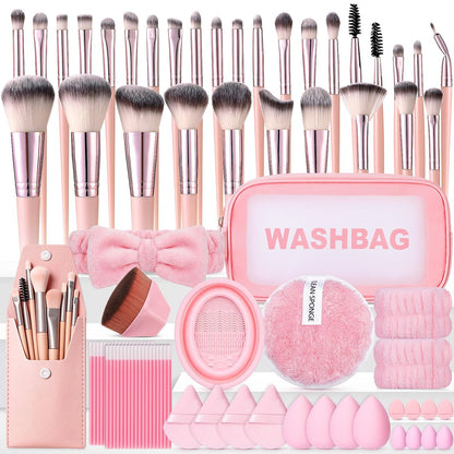 112-teiliges pinkes Make-up-Pinselset – Professionelles Make-up-Set für Gesicht und Augen, inklusive Tasche, ideales Anfänger-Set