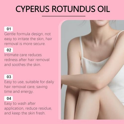 Renovia Cyperus Rotundus Öl zur Haarentfernung - 100ml Natürliches Öl zur Reduzierung des Körperhaarwuchses, Geeignet für alle Hauttypen