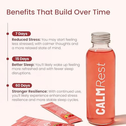 CalmRest Calm Magnesium Pulver – Cortisol-Supplement für Frauen, Hormonbalance-Unterstützung für Schlaf & Entspannung, ohne Zucker, Himbeer-Zitrone, 30 Portionen