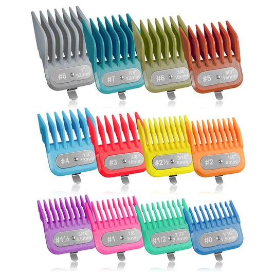 Clipper Guards Set Kompatibel mit Andis Master, Oster Fast Feed, Andis AAC-1, LCL, ML, PM-1, PM-2, RS-1, US-1, Größen #0 bis #8 (Länge: 1/16" bis 1")