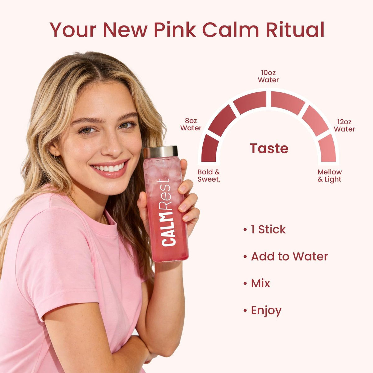 CalmRest Calm Magnesium Pulver für Frauen – Cortisol- und Hormonausgleich* für besseren Schlaf und Entspannung, ohne Zucker, Himbeer-Zitrone, 15 Portionen