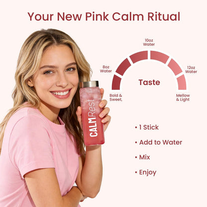 CalmRest Calm Magnesium Pulver für Frauen – Cortisol- und Hormonausgleich* für besseren Schlaf und Entspannung, ohne Zucker, Himbeer-Zitrone, 15 Portionen