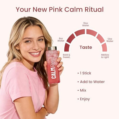 CalmRest Calm Magnesium Pulver für Frauen – Cortisol- und Hormonausgleich* für besseren Schlaf und Entspannung, ohne Zucker, Himbeer-Zitrone, 15 Portionen
