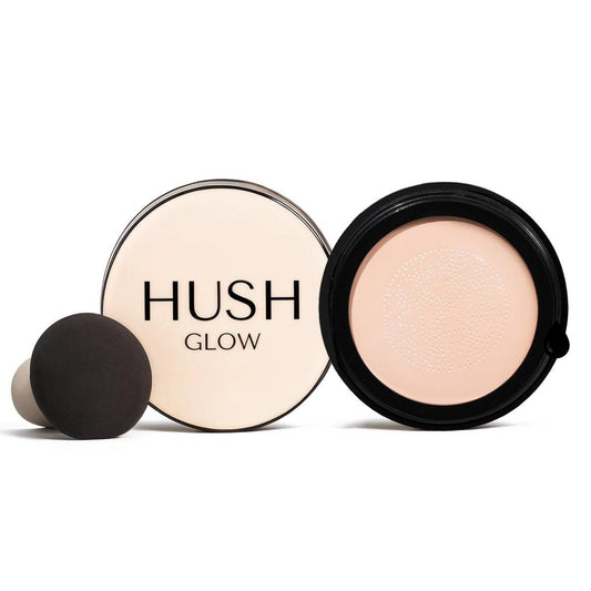 Hush Glow™ Foundation Cushion SPF 30 – Hautpflege-Infundierte, Leichte Foundation mit Pilz-Applikator für Reife Haut, Hyaluronsäure & Peptide, Aufbaubare Natürliche Deckkraft (Ivory)