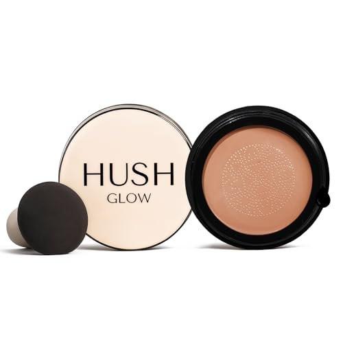 Hush Glow™ Foundation Cushion SPF 30 – Hautpflege-Infundierte, Leichte Foundation mit Pilz-Applikator für Reife Haut, Hyaluronsäure & Peptide, Aufbaubare Natürliche Deckkraft (Ivory)