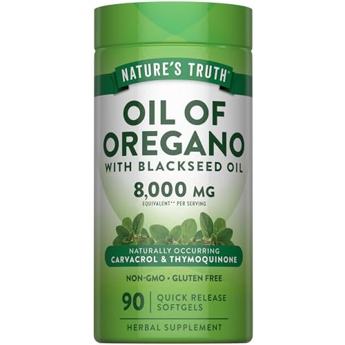 Nature's Truth Öl des Oregano Kapseln mit Schwarzkümmelöl | 90 Softgels | Natürlich vorkommendes Carvacrol | Non-GMO & Glutenfrei