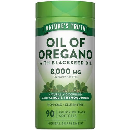 Nature's Truth Öl des Oregano Kapseln mit Schwarzkümmelöl | 90 Softgels | Natürlich vorkommendes Carvacrol | Non-GMO & Glutenfrei