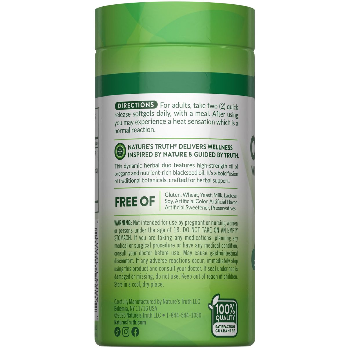 Nature's Truth Öl des Oregano Kapseln mit Schwarzkümmelöl | 90 Softgels | Natürlich vorkommendes Carvacrol | Non-GMO & Glutenfrei