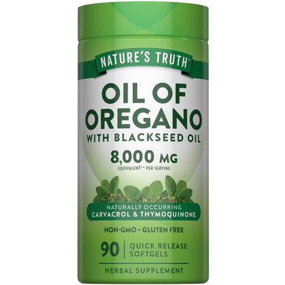 Nature's Truth Öl des Oregano Kapseln mit Schwarzkümmelöl | 90 Softgels | Natürlich vorkommendes Carvacrol | Non-GMO & Glutenfrei