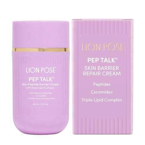 LION POSE Pep Talk Bio-Placenta Barrier Repair Creme gegen Rötungen & Trockenheit, Gesichts- und Körperfeuchtigkeitscreme, Ceramid-Barriere-Reparatur-Feuchtigkeitscreme mit Glutathion und Ashwagandha, 50 ml