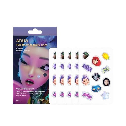 Anua Ultra-dünne Spot Cover Patches – Unsichtbare Hydrokolloid-Akne-Pflaster für das Gesicht, Niedliche Pickel-Patches mit Centella für empfindliche Haut, KPop Demon Hunters, Koreanische Hautpflege, 55 Stück