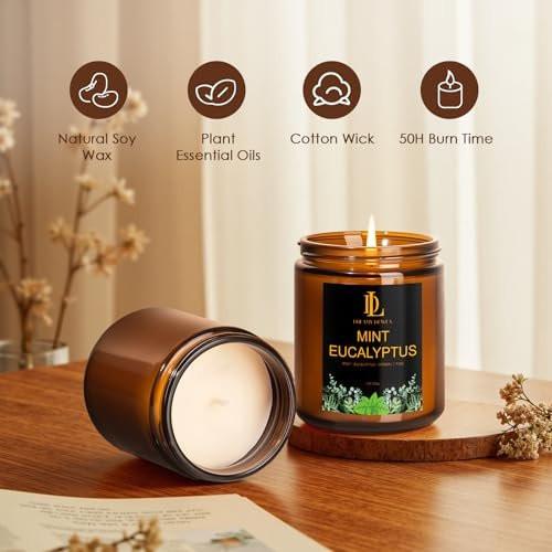 Mint Eucalyptus Kerzen, Minze Eukalyptus Duftkerze, Muttertag Kerzen Geschenk für Frauen, Sojakerzen für Zuhause, 7oz 50 Stunden Brenndauer