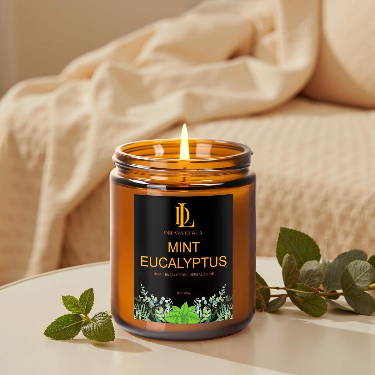 Mint Eucalyptus Kerzen, Minze Eukalyptus Duftkerze, Muttertag Kerzen Geschenk für Frauen, Sojakerzen für Zuhause, 7oz 50 Stunden Brenndauer