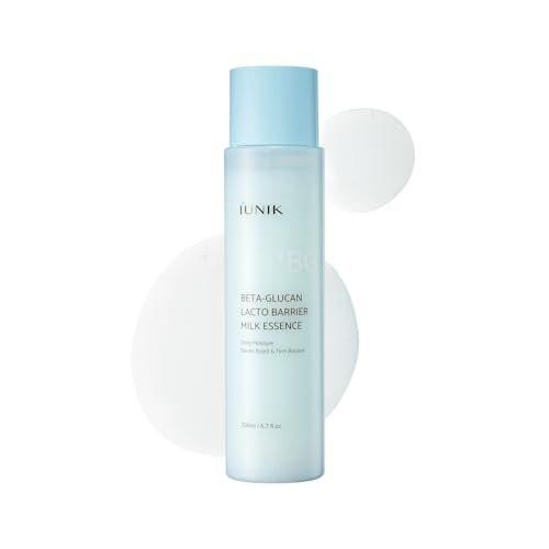 IUNIK Beta-Glucan Barrier Milky Toner Essence – Feuchtigkeitsspendender Toner mit Beta-Glucan & 7 Peptiden für empfindliche und trockene Haut, 200 ml