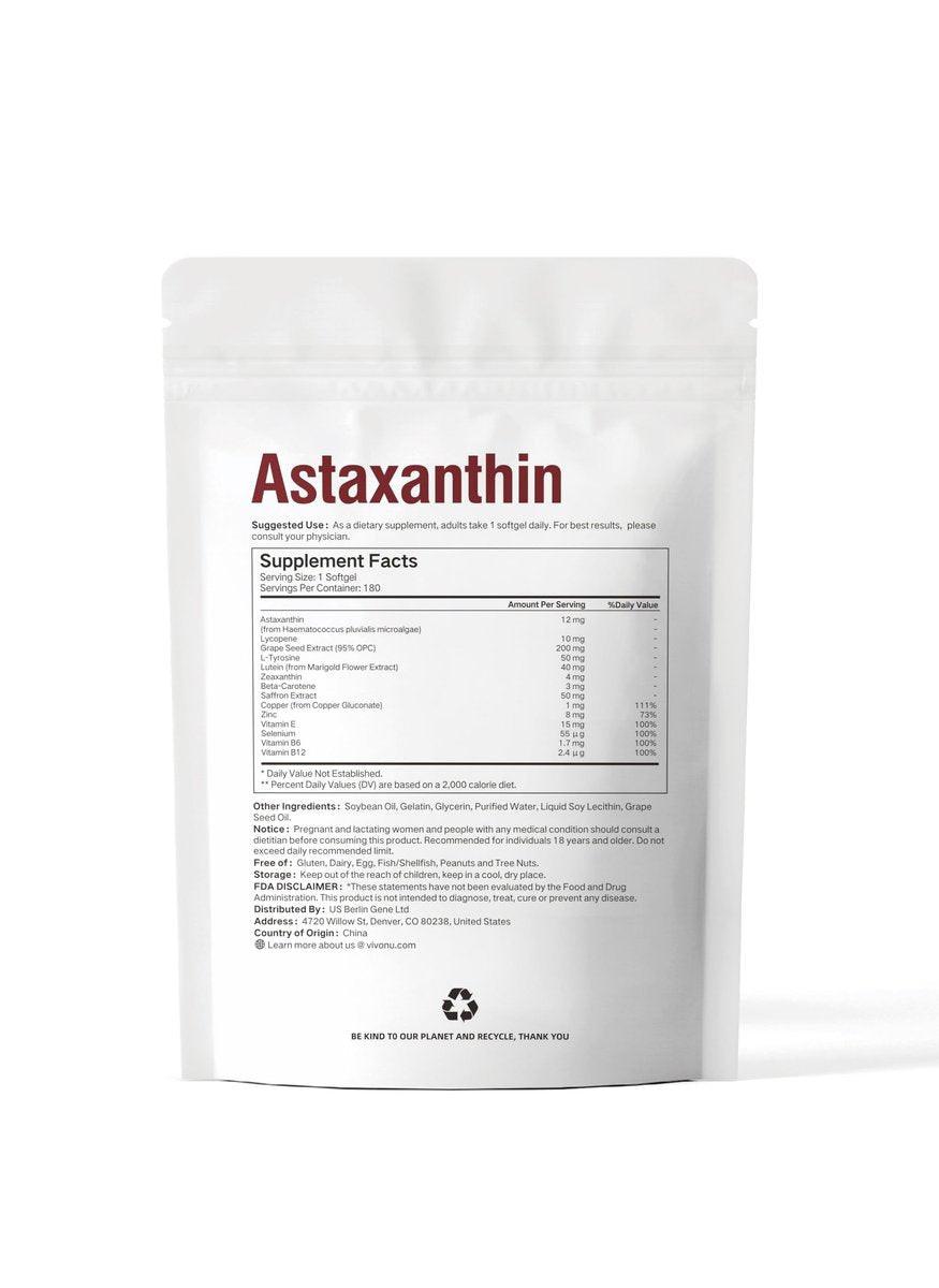 14-in-1 Astaxanthin 12 mg & Lutein 40 mg mit Zeaxanthin – 6-Monatsvorrat, frische Mikroalgenquelle, unterstützt Augen-, Haut-, Gelenk- und Kreislaufgesundheit, Antioxidans, Non-GMO, glutenfrei, 180 Weichkapseln