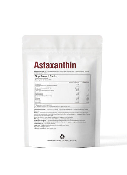 14-in-1 Astaxanthin 12 mg & Lutein 40 mg mit Zeaxanthin – 6-Monatsvorrat, frische Mikroalgenquelle, unterstützt Augen-, Haut-, Gelenk- und Kreislaufgesundheit, Antioxidans, Non-GMO, glutenfrei, 180 Weichkapseln