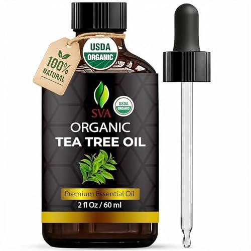 SVA Teebaumöl Bio – 59 ml – 100% natürliches Bio-Teebaumöl – für Diffuser, Haare, Gesicht, Hautpflege, Aromatherapie, Kopfhaut- und Körpermassage, Seifen- und Kerzenherstellung – mit Pipette