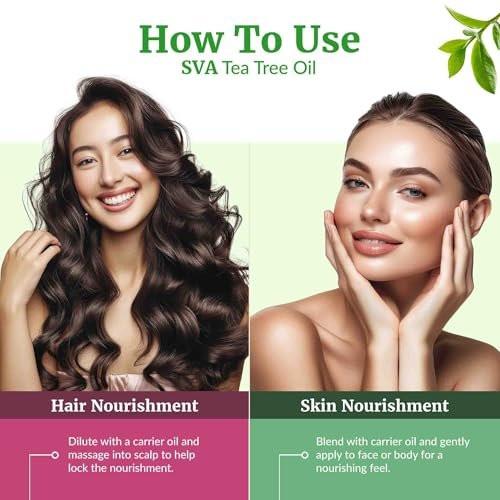 SVA Teebaumöl Bio – 59 ml – 100% natürliches Bio-Teebaumöl – für Diffuser, Haare, Gesicht, Hautpflege, Aromatherapie, Kopfhaut- und Körpermassage, Seifen- und Kerzenherstellung – mit Pipette