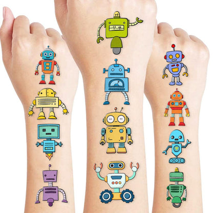 Robotermotive temporäre Tattoos für Kinder – 60 Stück (5 Bögen) vorgeschnittene Roboter-Aufkleber, Themenparty-Geschenke, Weihnachts- und Geburtstagsdeko, Preise für Klassen- und Schulkarneval