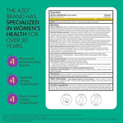 AZO Harnwegs-Abwehr Antibakterieller Schutz – Hilft, eine Harnwegsinfektion zu kontrollieren, bis Sie einen Arzt aufsuchen können – 48 Tabletten