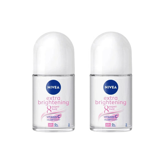 NIVEA Women Extra Brightening Roll-On Deodorant 25ml – 48h Schutz vor Schweiß & Geruch, sanfte Hautpflege mit Vitamin C & Süßholz, 2er-Pack
