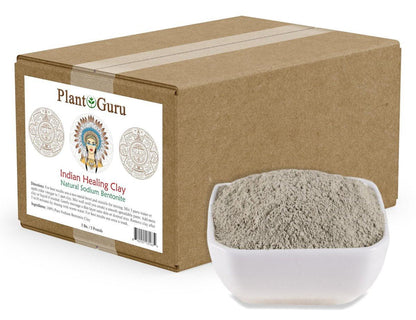 Plant Guru Natürliches Sodium Bentonit-Tonerde-Pulver 5 Pfund - 100% natürliche indische Heilerde für Gesichts- und Körpermasken, Tiefenreinigung der Poren, Detox für Gesicht, Haare, Akne und Bad