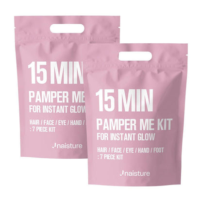 Naisture 15 Min Pamper Me Kit Duo Pack – Korean Spa Geschenkset für Frauen mit Haar-, Gesichts-, Augen-, Hand- und Fußmasken (14 Teile)