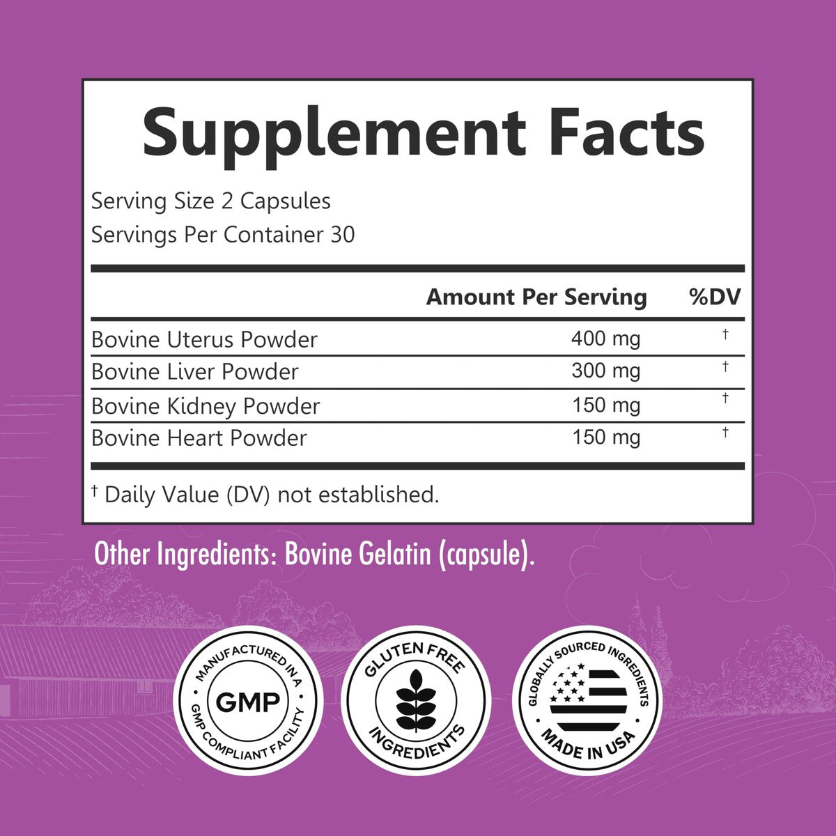 BioSchwartz Primal Beef Organ Supplement für Frauen – 60 Kapseln – Weidehaltung & Grasfütterung – Unterstützt gesunde Haare, Haut, Nägel und Hormonbalance – mit Rinderleber, Niere, Herz, Gebärmutterpulver