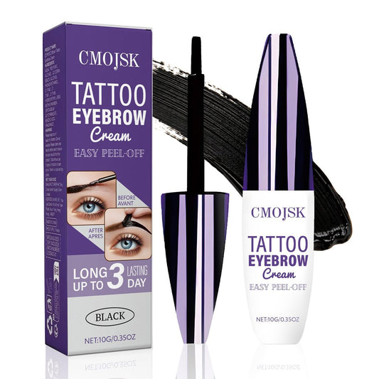 CMOJSK Tattoo Eyebrow Gel Easy Peel Off – Semi-permanentes Augenbrauengel, wasserfest, schweißbeständig, natürlicher Look, langanhaltend, Schwarz, 2 Stück