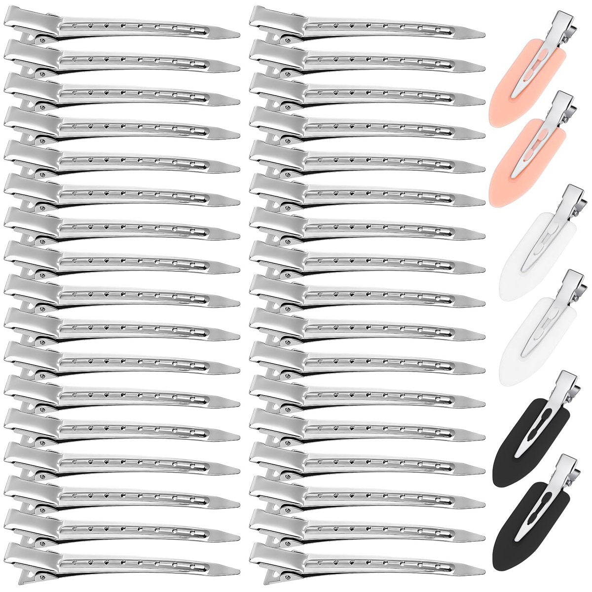 40 Stück Haarclips für Frauen Styling - Alligator Metall Haarspangen, Haarnadeln Lockenwickler Clips, 34 Stück 3,5" Entenschnabel-Abteilclips und 6 Stück 2,3" No-Crease Clips