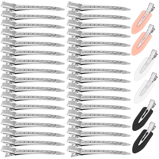 40 Stück Haarclips für Frauen Styling - Alligator Metall Haarspangen, Haarnadeln Lockenwickler Clips, 34 Stück 3,5" Entenschnabel-Abteilclips und 6 Stück 2,3" No-Crease Clips
