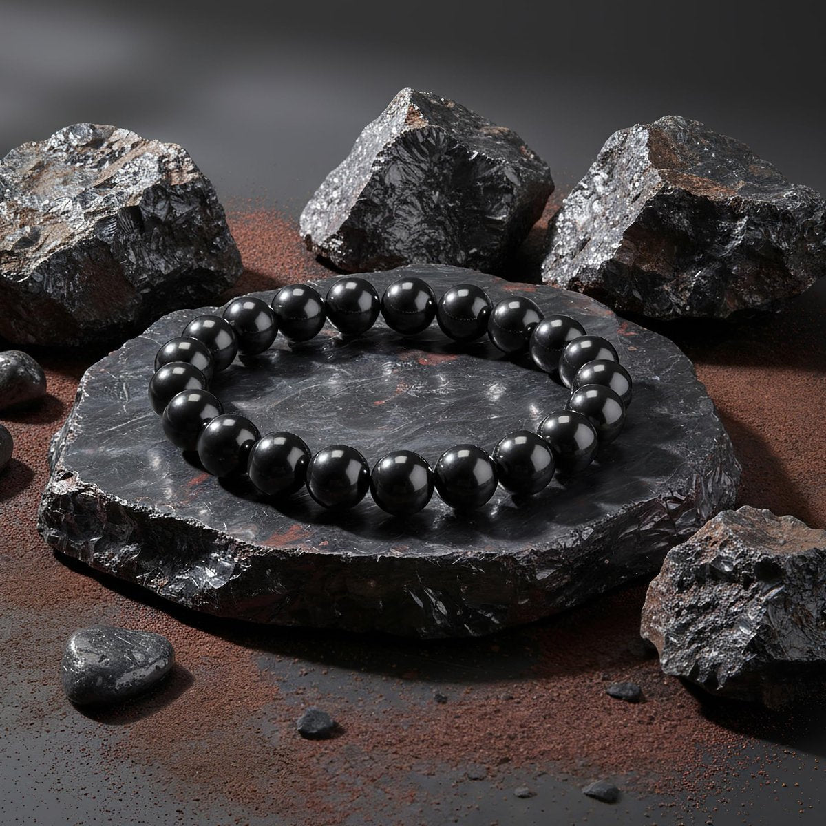 PEALICIOUS Hämatit-Armband für Männer, 10 mm Magnetarmband mit natürlichen Hämatit-Perlen, schwarzer Magnetschmuck mit Energiestein für Gleichgewichtskraft, inspirierendes Geschenk