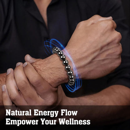 PEALICIOUS Hämatit-Armband für Männer, 10 mm Magnetarmband mit natürlichen Hämatit-Perlen, schwarzer Magnetschmuck mit Energiestein für Gleichgewichtskraft, inspirierendes Geschenk