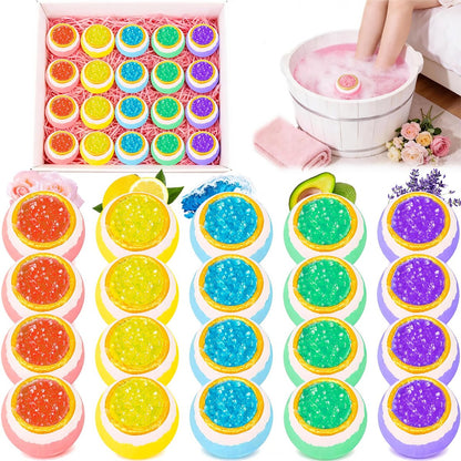 Fußbad Bomben, 20er Pack Fußbad mit Badesalz. Organisch, natürlich, handgemacht, reine ätherische Öle, Blasenfußbälle für Hornhaut, trockene, rissige Füße, hartnäckigen Fußgeruch