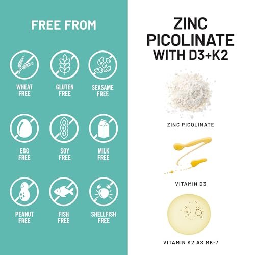 NatureWise Zink Picolinat mit D3 + K2 – Zink für Männer & Frauen + Vitamin D3 K2 – Unterstützt Immun- und Knochengesundheit* – Non-GMO, glutenfrei, hergestellt in den USA – 30 Kapseln (30-Tage-Versorgung)