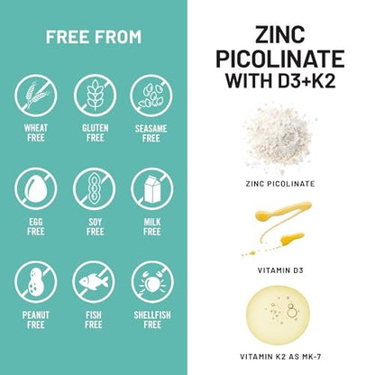 NatureWise Zink Picolinat mit D3 + K2 – Zink für Männer & Frauen + Vitamin D3 K2 – Unterstützt Immun- und Knochengesundheit* – Non-GMO, glutenfrei, hergestellt in den USA – 30 Kapseln (30-Tage-Versorgung)
