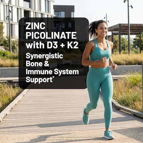 NatureWise Zink Picolinat mit D3 + K2 – Zink für Männer & Frauen + Vitamin D3 K2 – Unterstützt Immun- und Knochengesundheit* – Non-GMO, glutenfrei, hergestellt in den USA – 30 Kapseln (30-Tage-Versorgung)