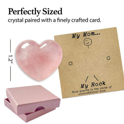 Nuyviare Kristall-Geschenk für Mama, Rosenquarz Herz-Amulet, Geburtstagsgeschenk für Mutter, von Tochter, Sohn, Taschenkristall-Geschenke, Muttertag Kristall für Mama, sentimentales Muttertags-Amulet (Mama)