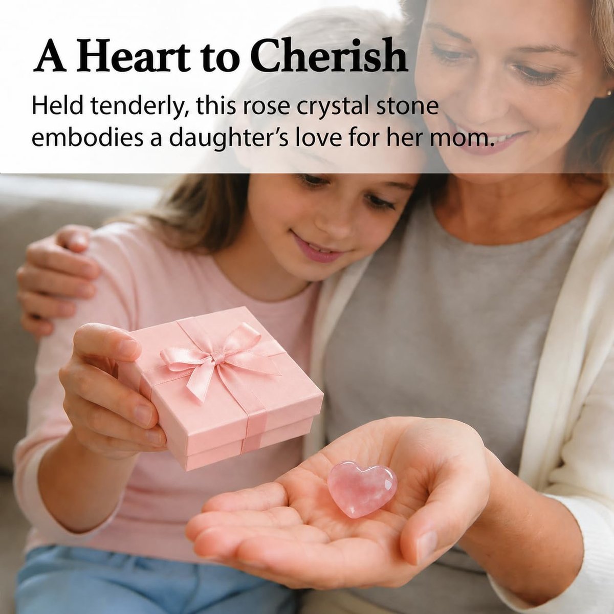Nuyviare Kristall-Geschenk für Mama, Rosenquarz Herz-Amulet, Geburtstagsgeschenk für Mutter, von Tochter, Sohn, Taschenkristall-Geschenke, Muttertag Kristall für Mama, sentimentales Muttertags-Amulet (Mama)