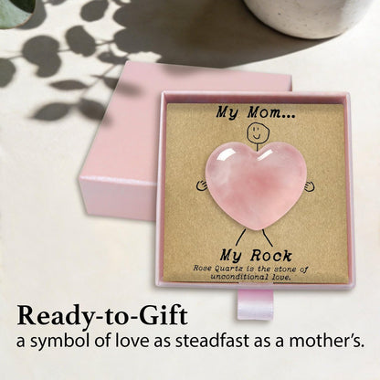 Nuyviare Kristall-Geschenk für Mama, Rosenquarz Herz-Amulet, Geburtstagsgeschenk für Mutter, von Tochter, Sohn, Taschenkristall-Geschenke, Muttertag Kristall für Mama, sentimentales Muttertags-Amulet (Mama)