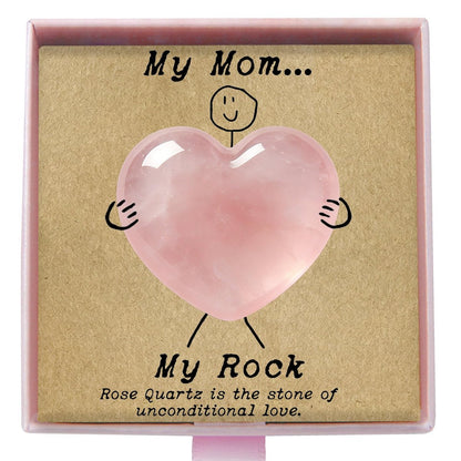 Nuyviare Kristall-Geschenk für Mama, Rosenquarz Herz-Amulet, Geburtstagsgeschenk für Mutter, von Tochter, Sohn, Taschenkristall-Geschenke, Muttertag Kristall für Mama, sentimentales Muttertags-Amulet (Mama)