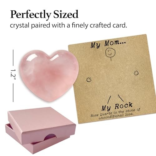 Nuyviare Kristall-Geschenk für Mama, Rosenquarz Herz-Amulet, Geburtstagsgeschenk für Mutter, von Tochter, Sohn, Taschenkristall-Geschenke, Muttertag Kristall für Mama, sentimentales Muttertags-Amulet (Mama)