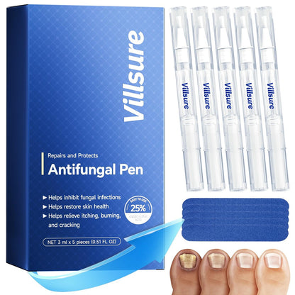 Villsure Nagelpilz Stift - Extra starke Nagelpilzbehandlung mit 25% Undecensäure, Teebaumölen und natürlichen Inhaltsstoffen, mild und nicht reizend - 5 Stifte