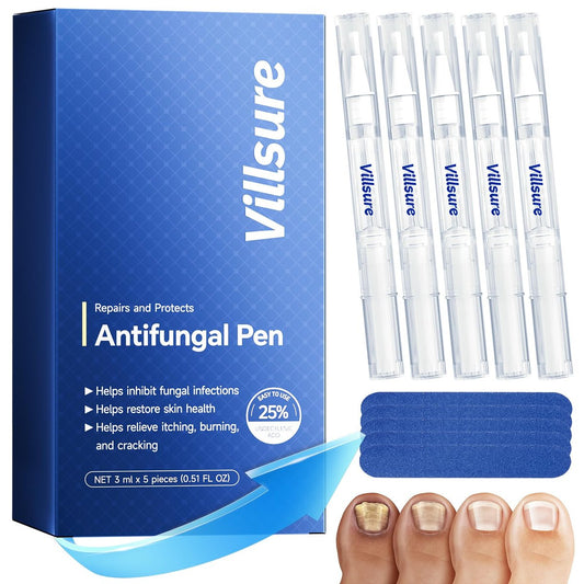 Villsure Nagelpilz Stift - Extra starke Nagelpilzbehandlung mit 25% Undecensäure, Teebaumölen und natürlichen Inhaltsstoffen, mild und nicht reizend - 5 Stifte