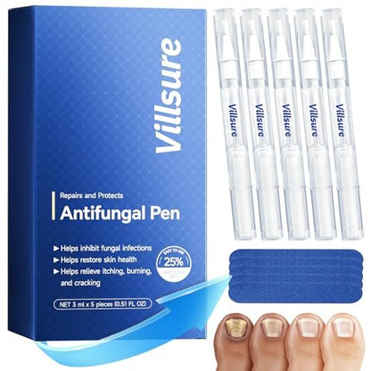 Villsure Nagelpilz Stift - Extra starke Nagelpilzbehandlung mit 25% Undecensäure, Teebaumölen und natürlichen Inhaltsstoffen, mild und nicht reizend - 5 Stifte